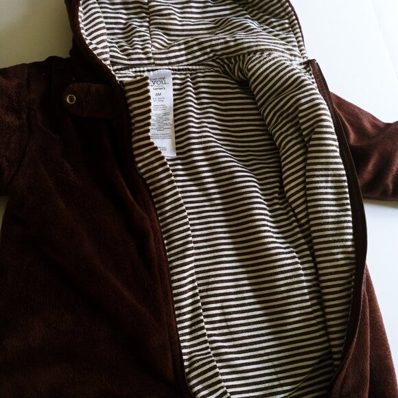 Just One You Carter's Soft Fleece Monkey Hooded One-Piece Sleeper 6 Months - Picture 6 of 10